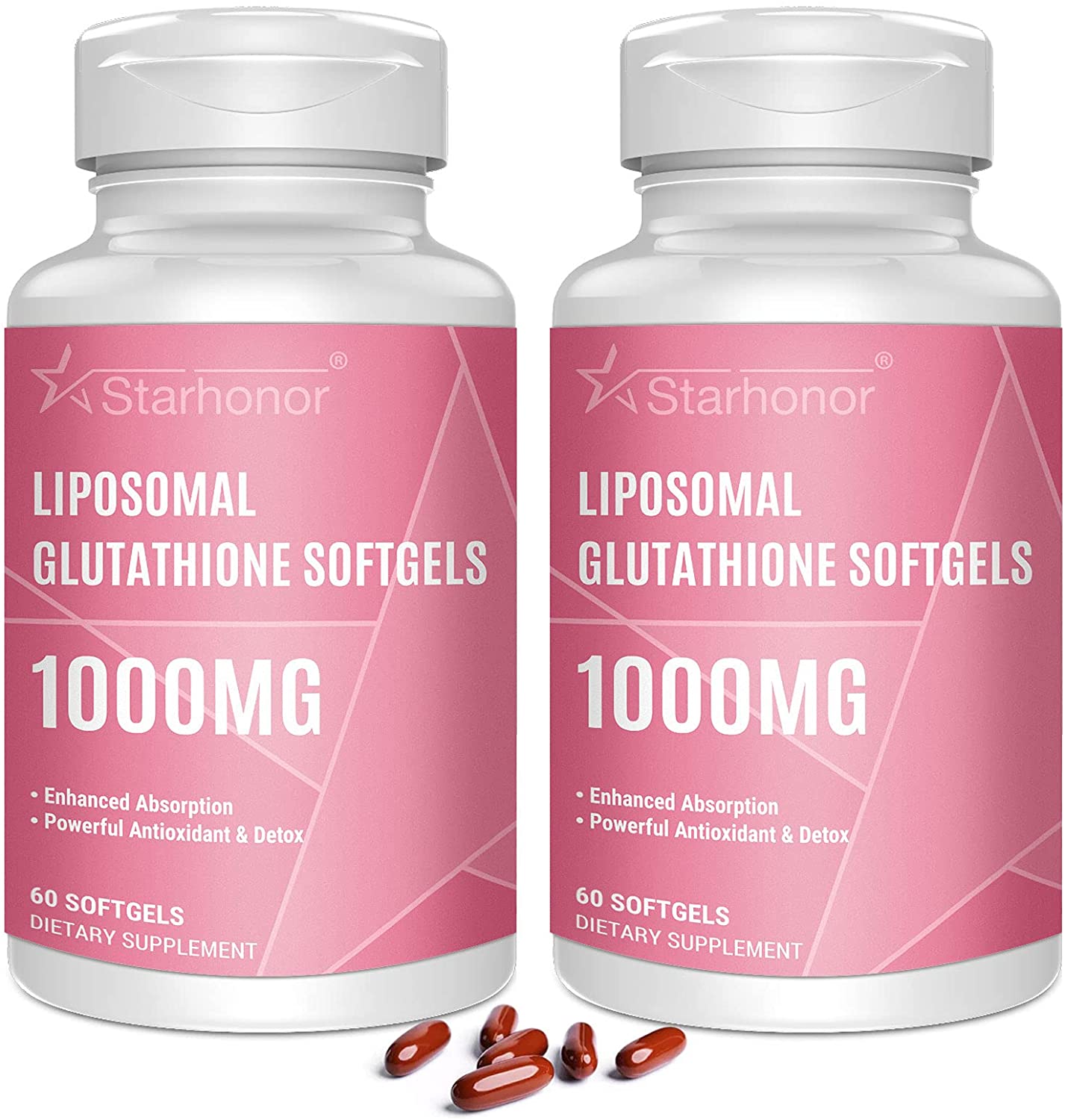 Liposomal Glutathione Softgels 1400MG, Starhonor Reduced Glutathione Supplement, Better Absorption, Non-GMO