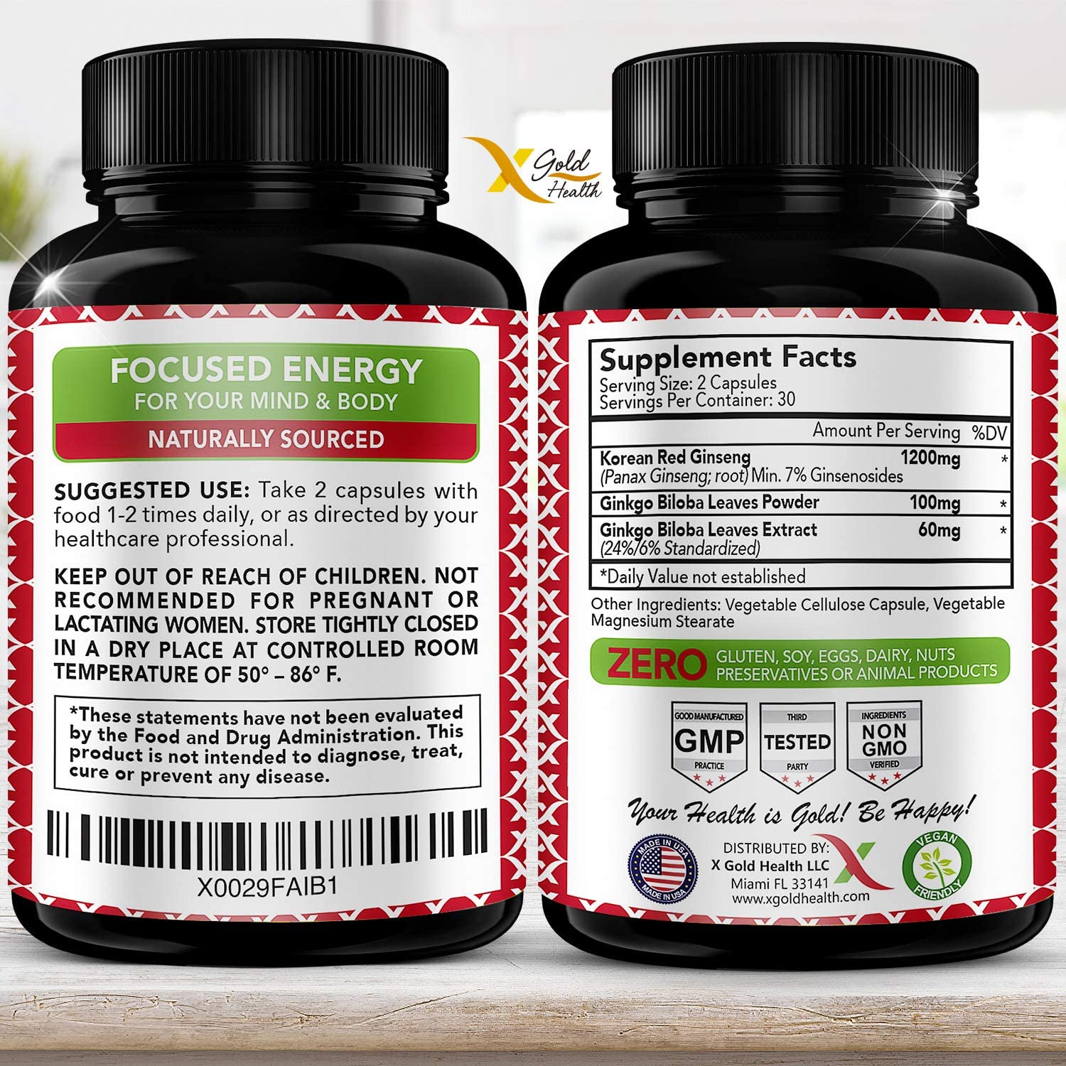 Korean Red Panax Ginseng 1200mg ...