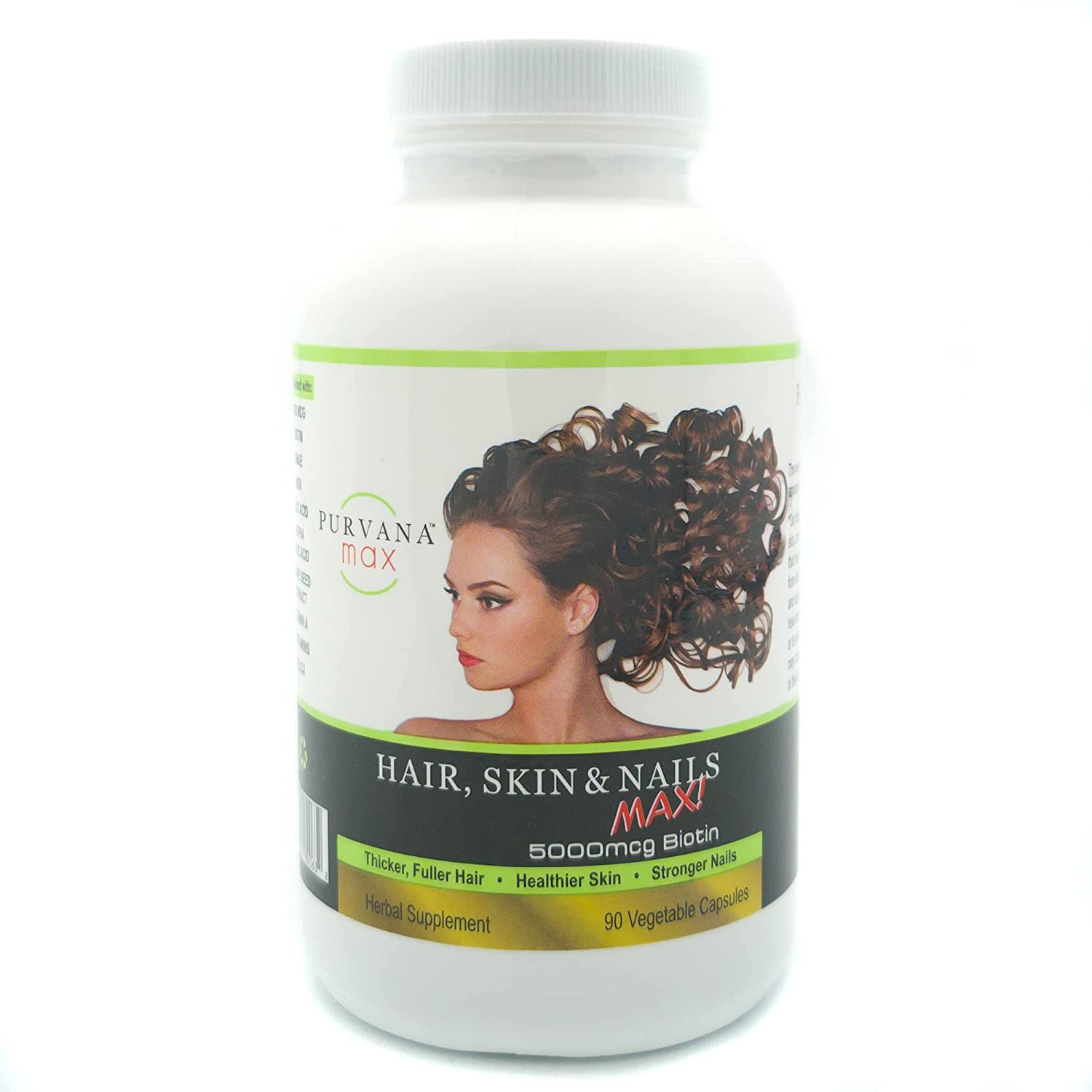 Wellgenix Purvana Max Hair, Skin, and Nails Vitamin Capsules, Double Strength Biotin 5000