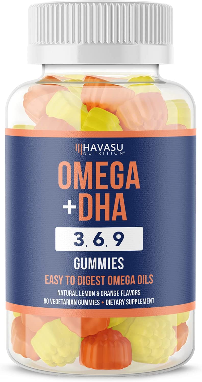 Havasu Nutrition Vegetarian Omega 3-6-9 Gummies + Dha | Supports Brain, Joint, Heart, Eye, 