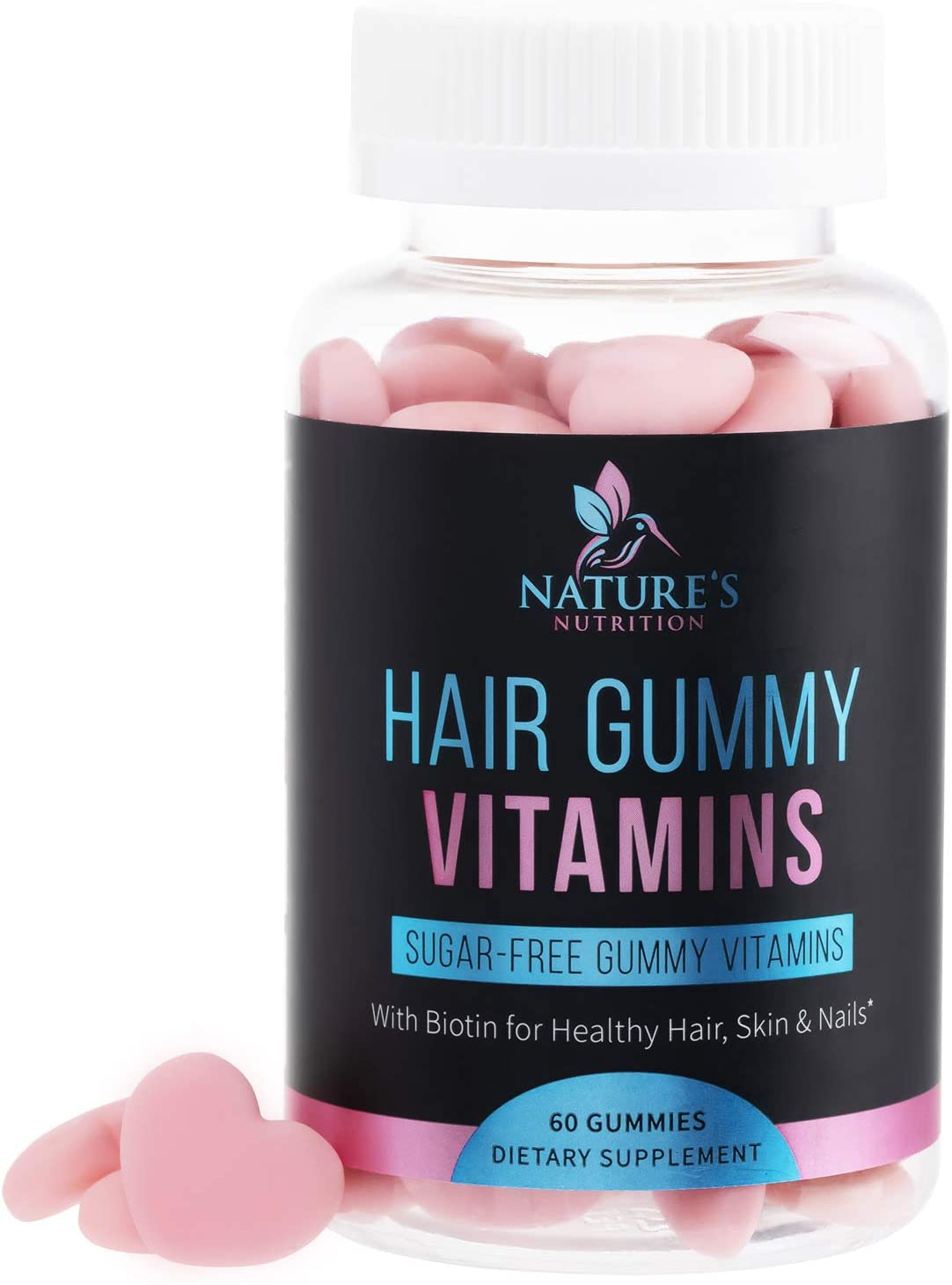 Hair Gummy Vitamins, Sugar Free with Biotin 5000 mcg, Vitamin A,