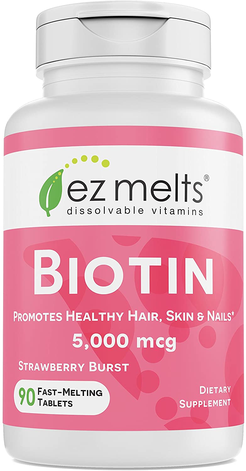 EZ Melts Biotin for Hair, Skin, Nails, 5,000 mcg, Sublingual Vitamins