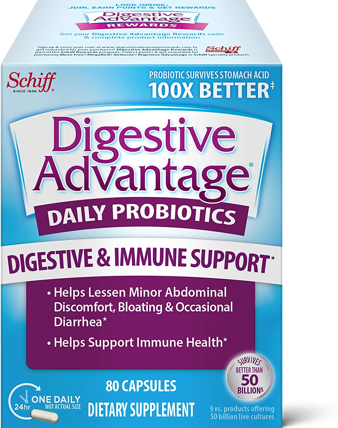 Daily Probiotic Capsules For Digestive Health & Gut Health, Digestive Advantage Probiotics