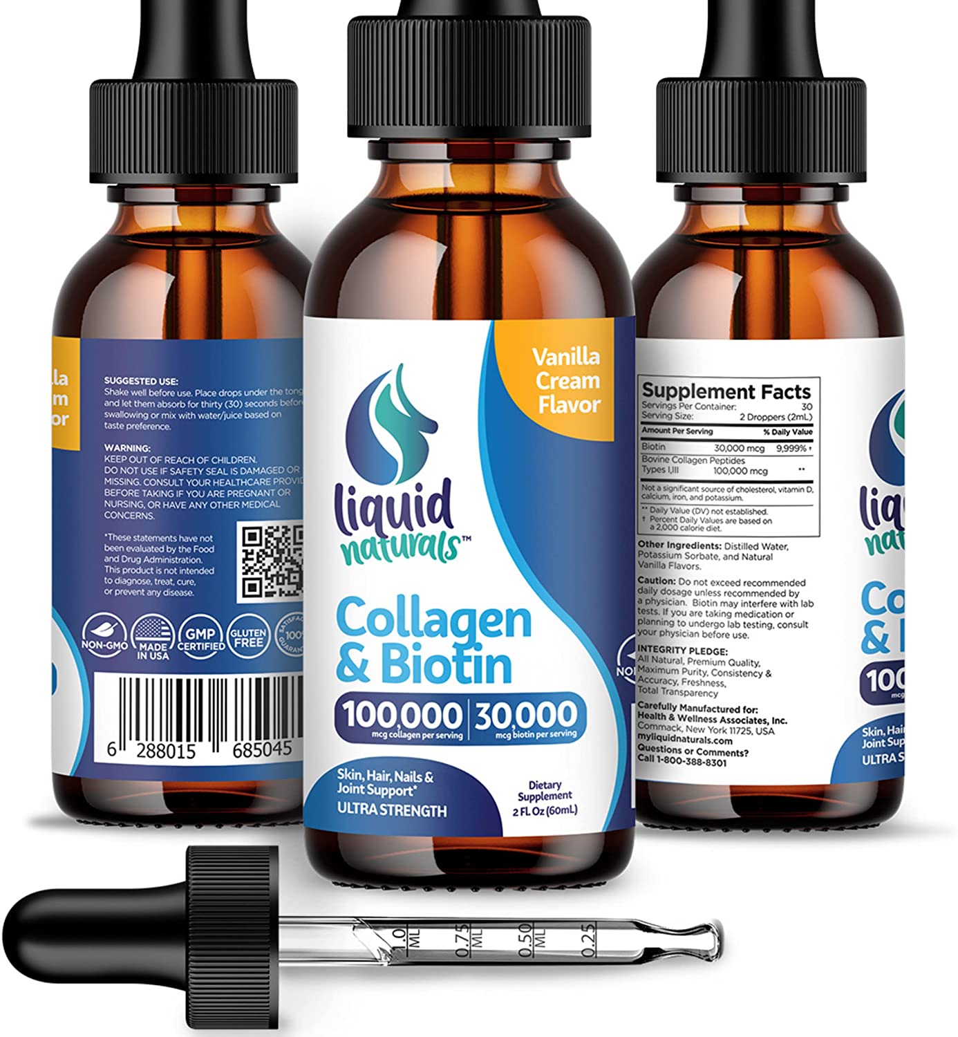 Liquid Naturals?? Collagen Liquid, Tasty Vanilla Flavor, for Ages 20+