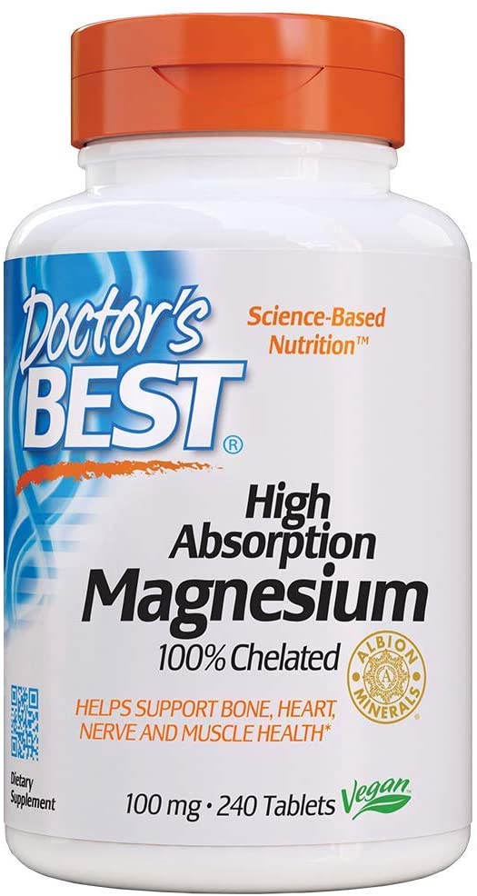 Doctor's Best High Absorption Magnesium Glycinate Lysinate, 100% Chelated, Non-GMO, 