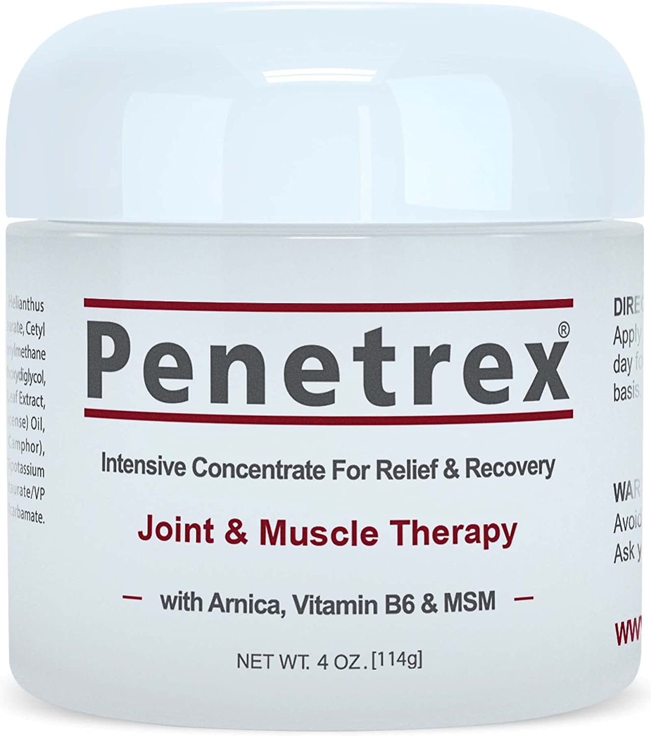 Penetrex Joint & Muscle Therapy, 4 Oz Cream – Intensive Concentrate for Relief & Recovery – Whole-Body Formula 