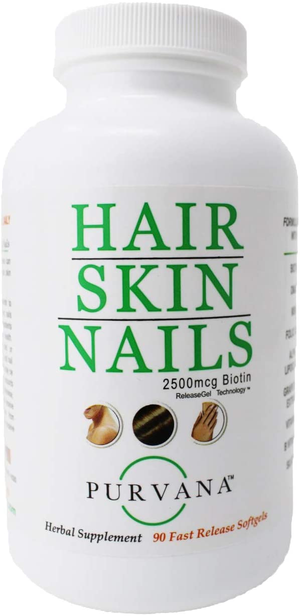 Wellgenix Purvana Hair, Skin, and Nails Vitamin Softgels for High Absorption