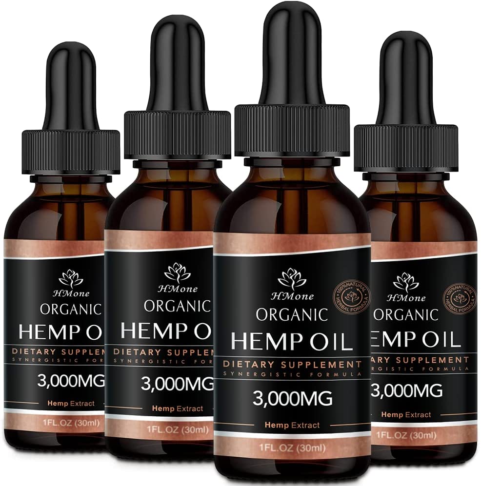 (4 Pack) Organic Hemp Oil for Pain Relief and Inflammation - 3000 mg Extra Strength Hemp